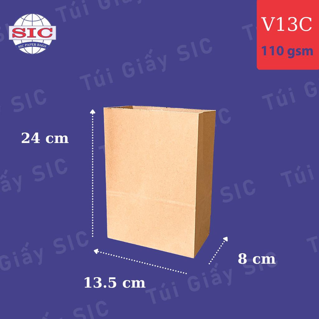 [SET 10 CHIẾC] TÚI GIẤY KRAFT V13C: 13.5x8x24 CM KHÔNG QUAI ( ẢNH THẬT)