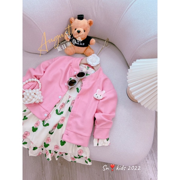 Set áo tổ ong + váy hoa siêu xinh cho bé gái - SAVH