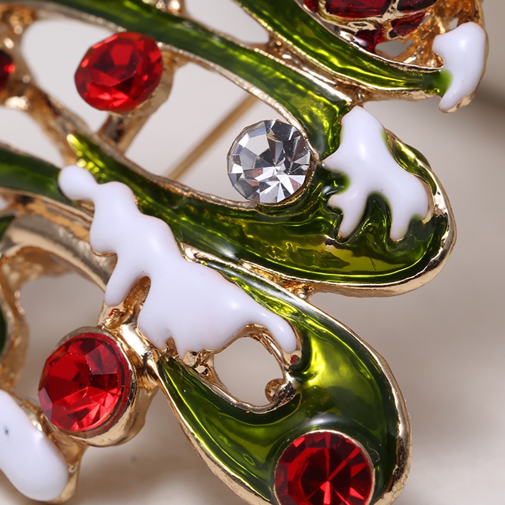 Trâm Cài Áo Hình Cây Thông Giáng Sinh Có Đính Đá Cho Nữ