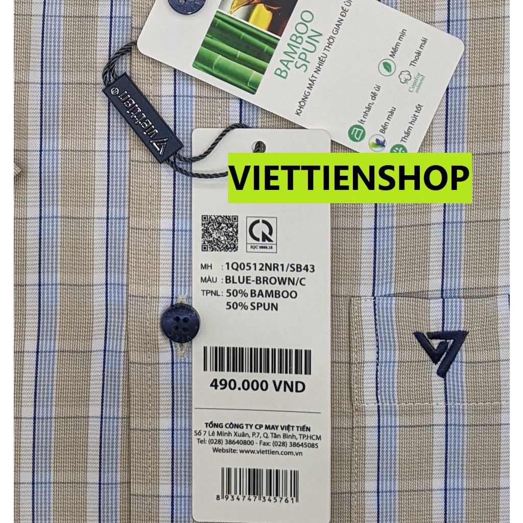 ÁO SƠ MI VIỆT TIẾN NGẮN TAY VẢI TRE CA RÔ