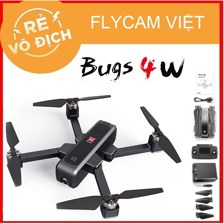 [GIÁ HỦY DIỆT] Máy Bay Flycam MJX Bugs 4W Cánh Gấp , Camera 2K , Cảm Biến Bụng , Pin 22 Phút , Bay Xa 1,7 KM ,Chống Rung