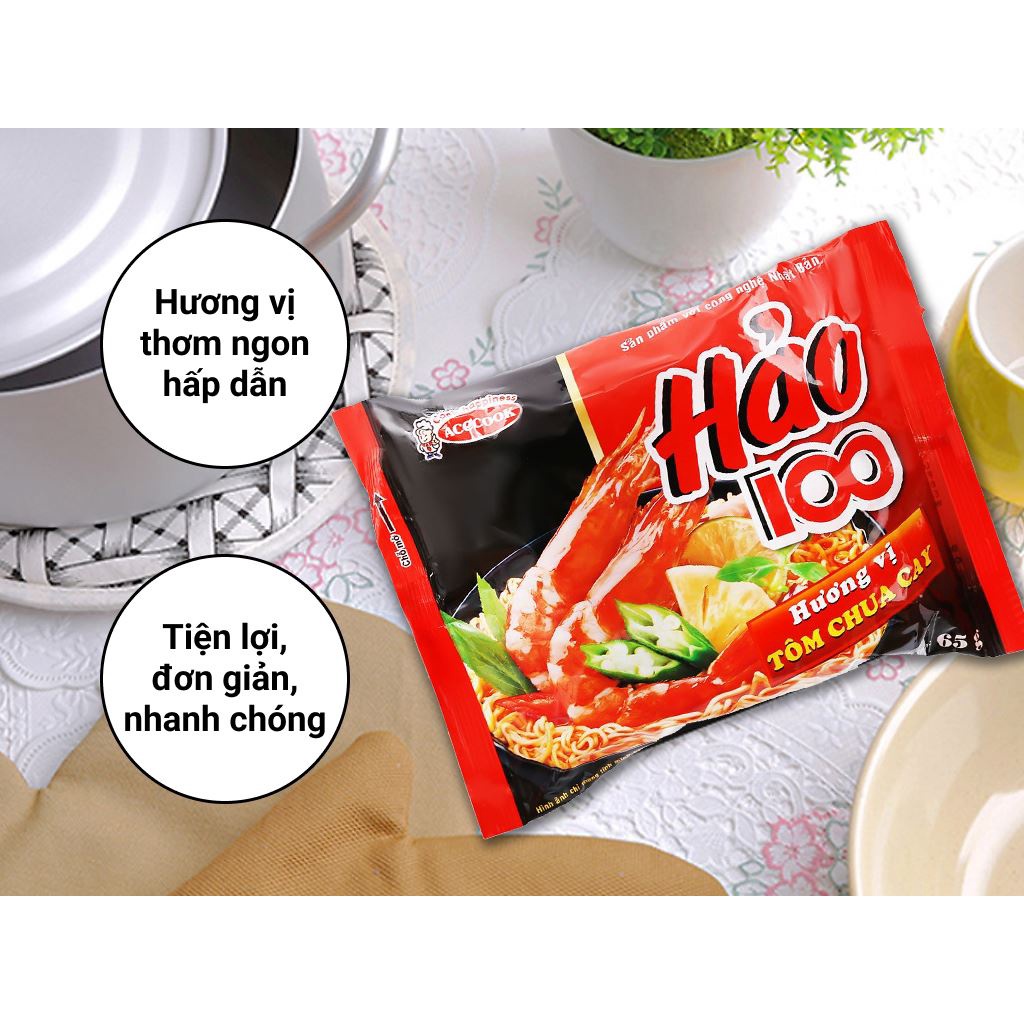 Thùng 30 gói Mì Hảo 100 tôm chua cay