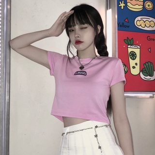 Áo thun crop top nữ ngắn tay mùa hè kiểu hàn quốc mới