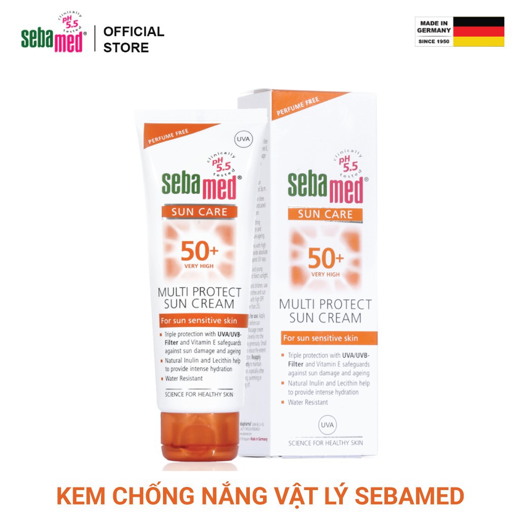 [Chính Hãng] Kem chống nắng vật lý da nhạy cảm Sebamed pH5.5 SPF50+ (Sebamed Sun Care Multi Protect Sun Cream SPF50+with