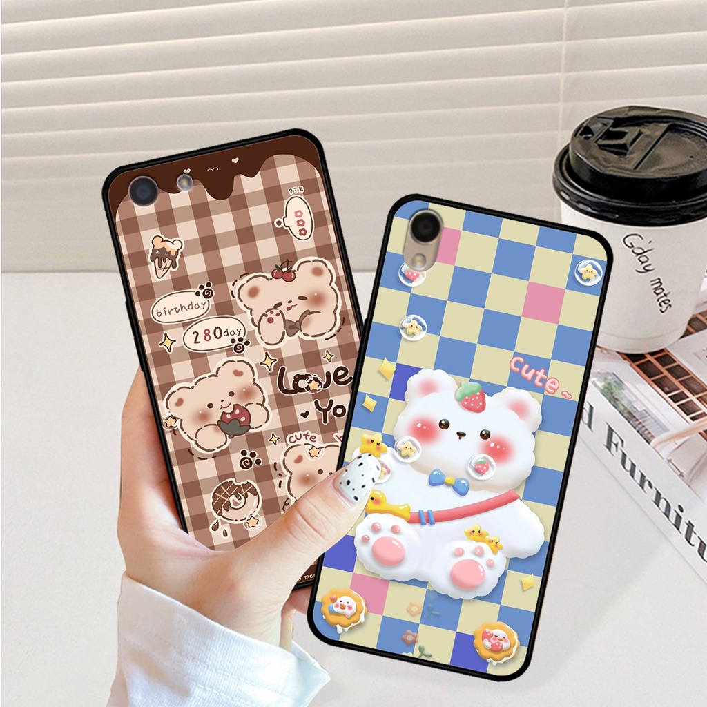 Ốp lưng Oppo F1s / F1 Plus - Oppo F3 / F3 Plus in hình caro gấu thỏ dễ thương