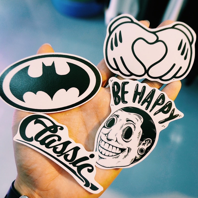 Sticker Đen trắng  chống nước, hình dán mũ bảo hiểm, dán xe, điện thoại, laptop – Nghiện Sticker