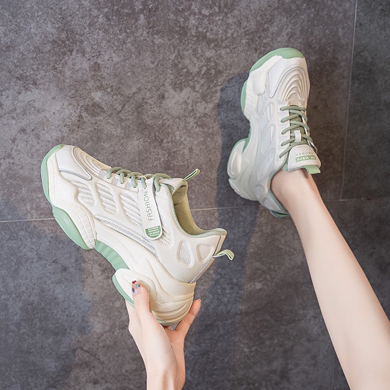 Giày thể thao nữ mũi tròn đế bằng,Giày thể thao nữ phối lưới độn đế thoáng khí đẹp | BigBuy360 - bigbuy360.vn