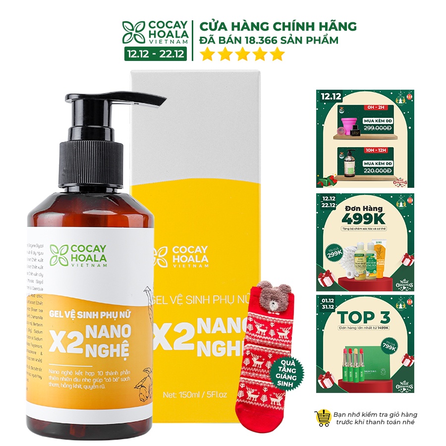 Dung dịch vệ sinh phụ nữ Giảm Ngứa Gel X2 Nano Nghệ Cỏ Cây Hoa Lá 150 ml