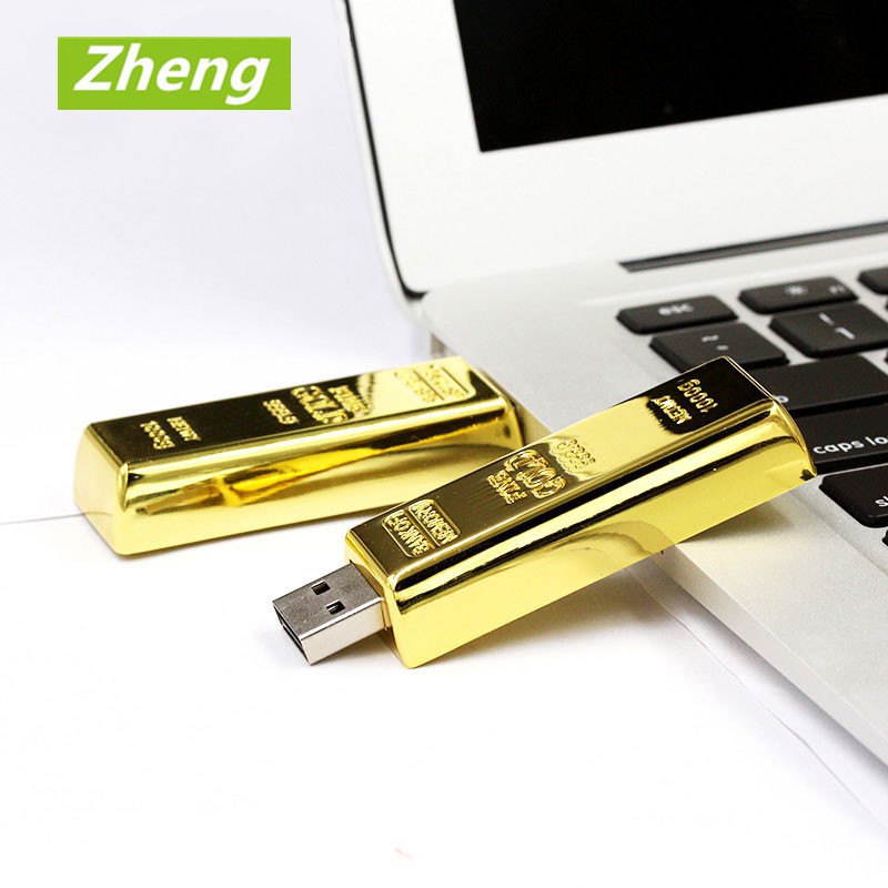 USB lưu trữ hình dáng thỏi vàng độc đáo tùy chọn dung lượng