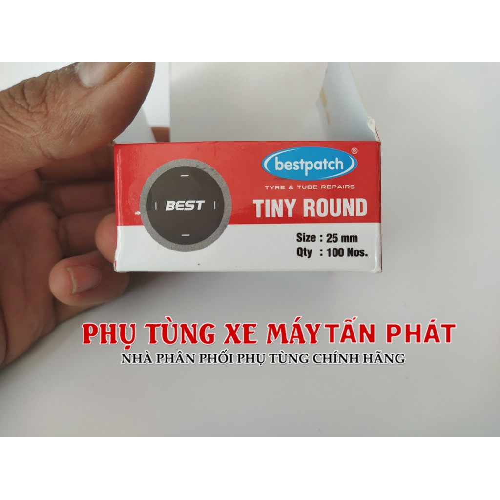 [Cao Cấp] Hộp 100 miếng Tròn 25mm Vá Vỏ - Ruột Xe Đạp Xe Máy Ô Tô Chính Hãng Bestpatch Made INDIA ( ẤN ĐỘ)