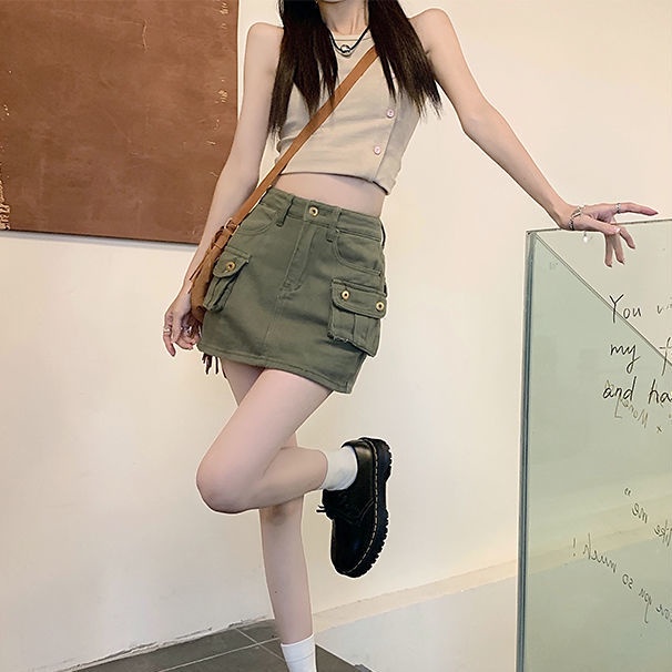 Chân váy jean Chữ A Lưng Cao Thời Trang Mùa Hè 2022 Mới Cho Nữ