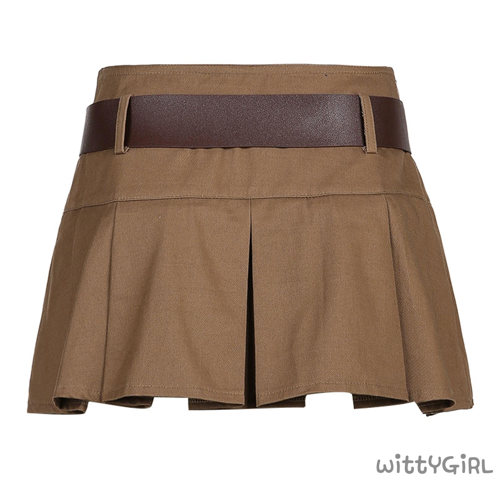 Chân Váy Chữ A Lưng Cao Xếp Ly Màu Trơn Thời Trang Cho Nữ | BigBuy360 - bigbuy360.vn