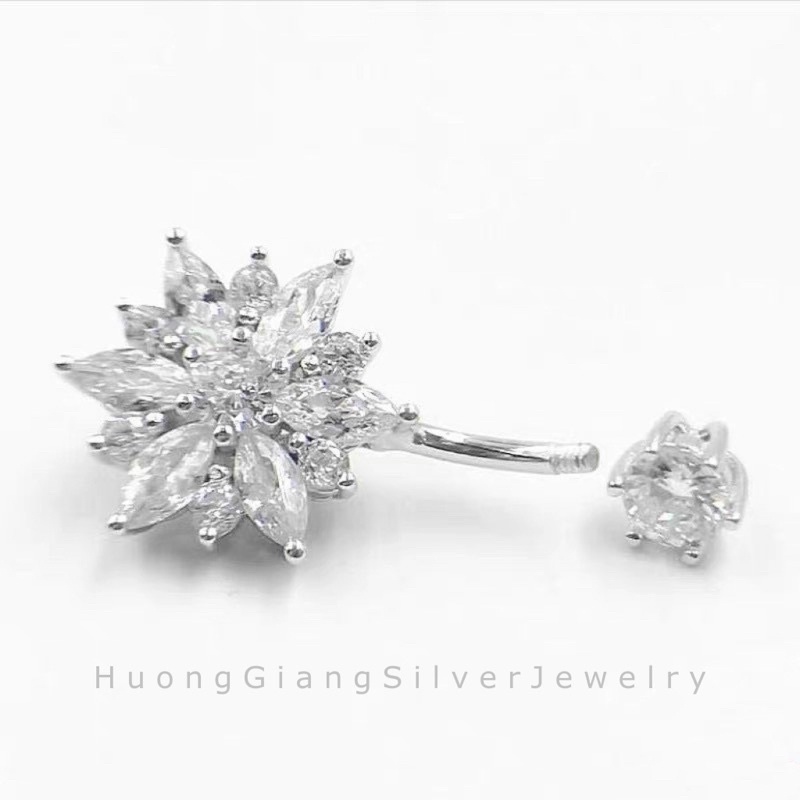 Khuyên rốn bông tuyết nhỏ Bạc s925 Xi kim  -HuongGiangSilver