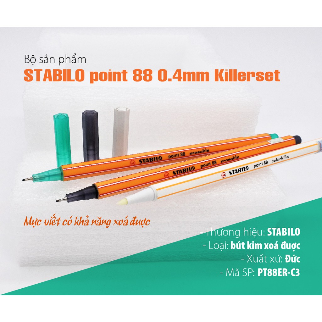 Hộp 10 Bút lông xóa STABILO point 88 colorkilla (PT88ERK/10)