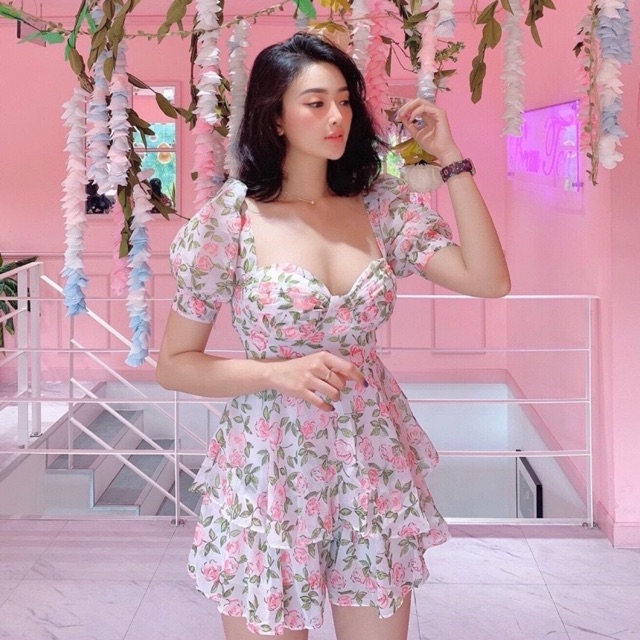 Đầm hoa tay phong