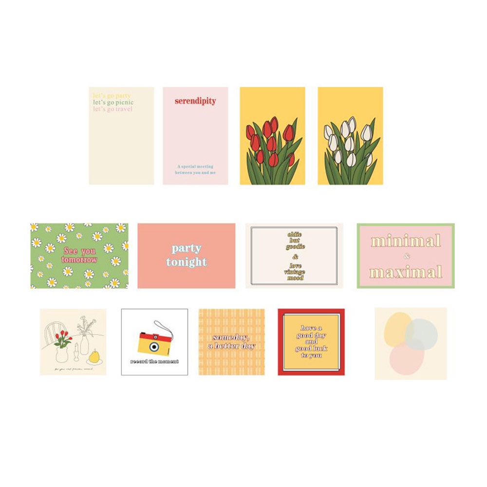 Bộ 13 tấm thẻ dán tường hình hoa tulip màu sắc dùng trang trí độc đáo