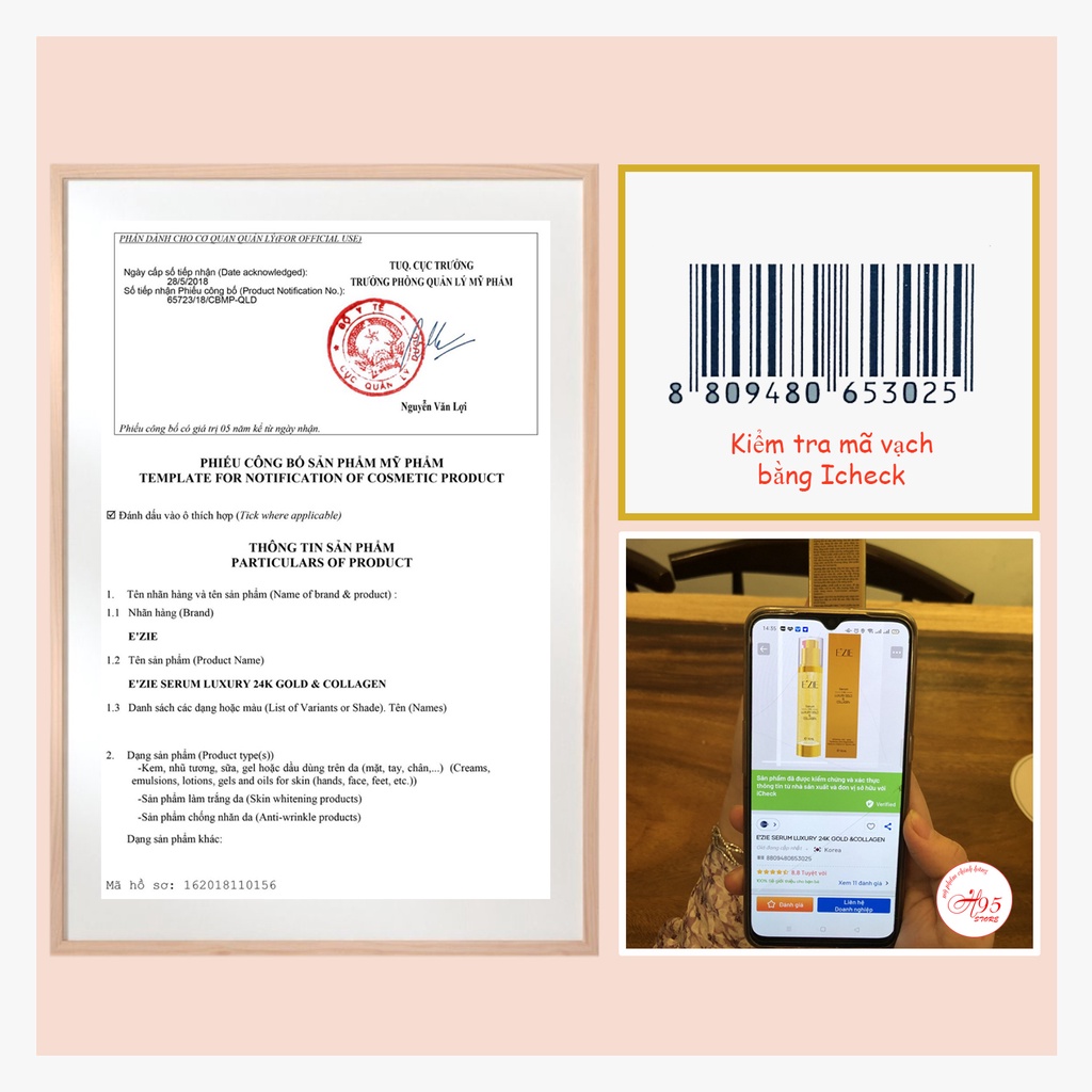 Serum Ezie tinh chất vàng 24K &amp; Collagen dưỡng ẩm chống nhăn ngăn ngừa lão hóa cao cấp Hàn Quốc