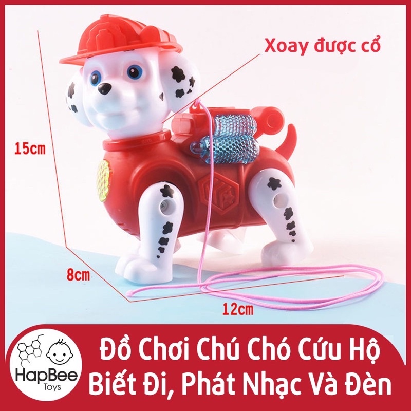 Đồ chơi chú chó cứu hộ biết đi, phát nhạc, đèn, có dây dắt đáng yêu