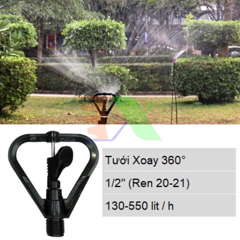 Bộ 10 Đầu tưới xoay phun mưa ren 21 TM-313A, Béc tưới xòe 360°, Béc bọ tưới tự động