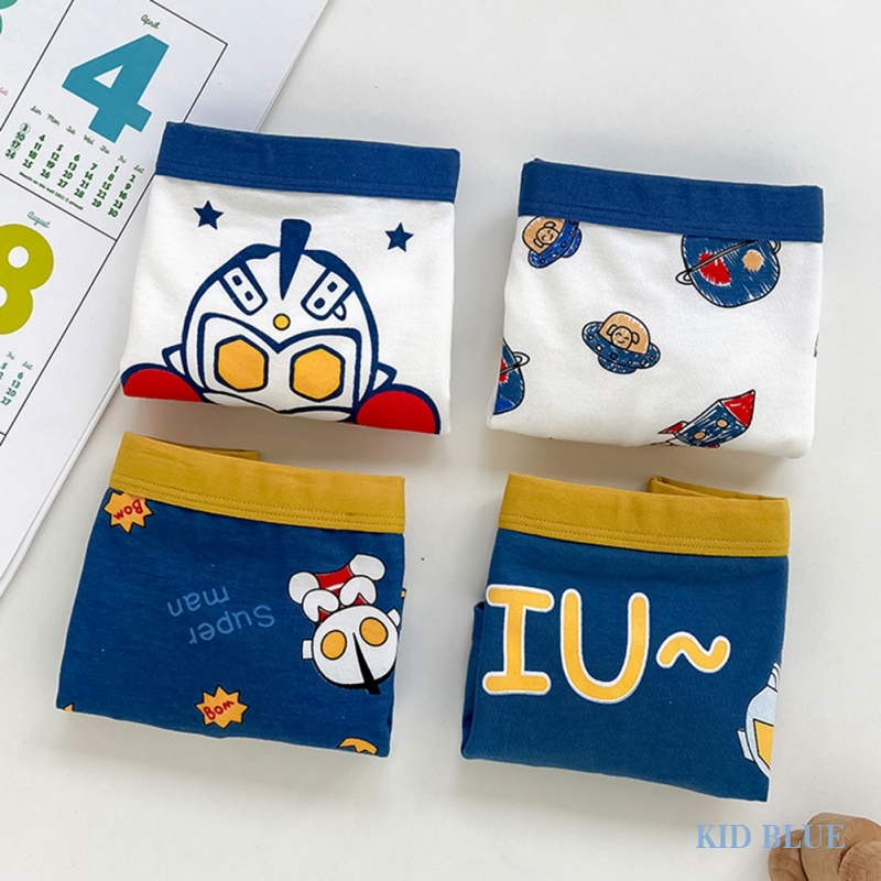 Bộ 4 Quần Lót Boxer Vải Cotton Kháng Khuẩn In Hoạt Hình Rồng Dễ Thương Cho Bé Trai