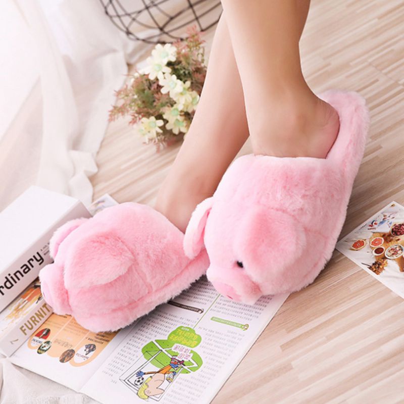 Dép Bông Đi Trong Nhà Chống Trượt Hình Chú Heo Hoạt Hình Dễ Thương