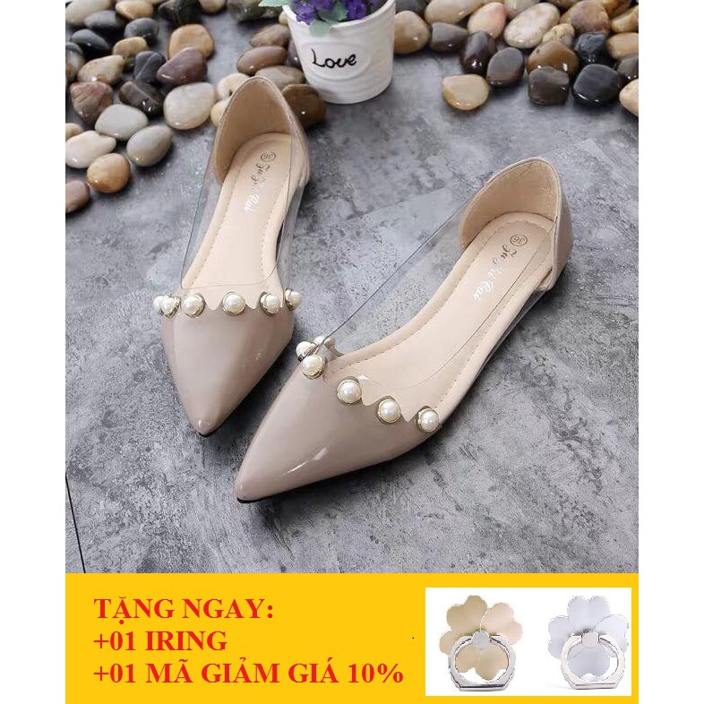 Giày Búp Bê👠 FREESHIP 👠 Giảm 20k khi nhập [ORCH20] - da bóng đính ngọc | ĐẸP NHẤT | [SĂN HOT]