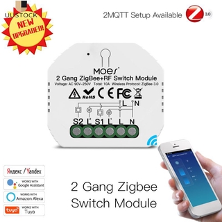 Mô đun công tắc đèn thông minh ia zigbee 3.0 2 gang zigbee + rf