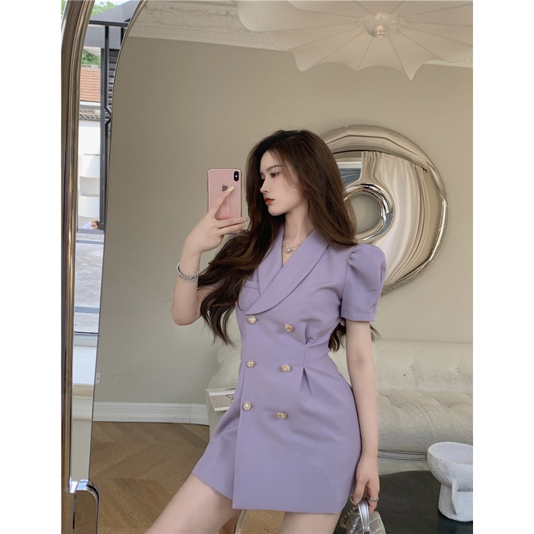 Đầm vest ngắn màu tím nhẹ nhàng, xinh đẹp, thanh lịch