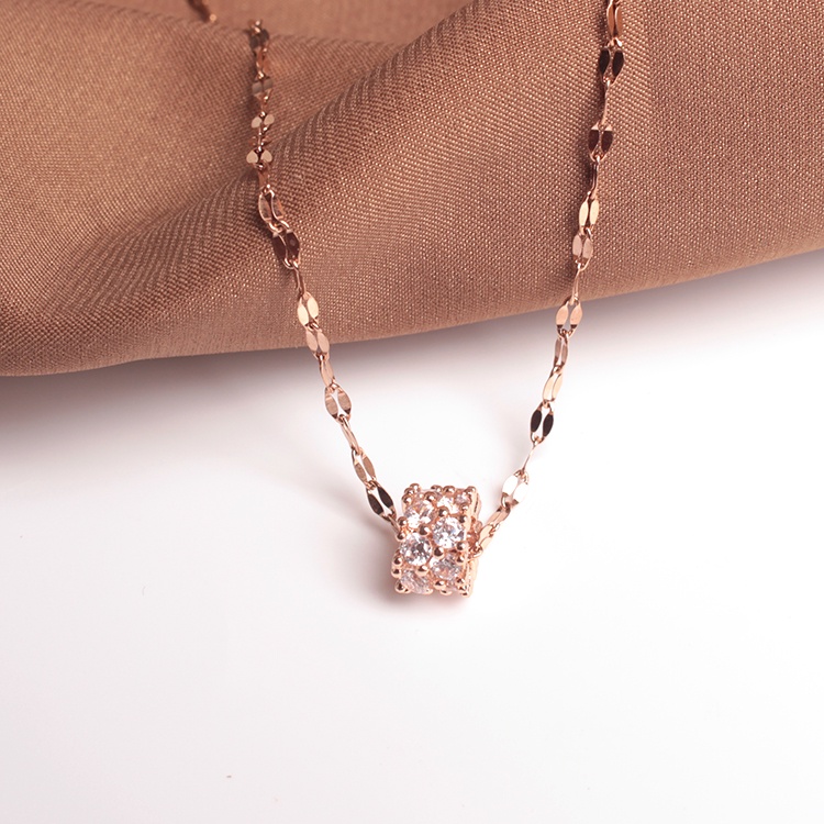 Dây Chuyền Chất Liệu Thép Không Gỉ Mạ Vàng Hồng 18k Thời Trang Dành Cho Nữ