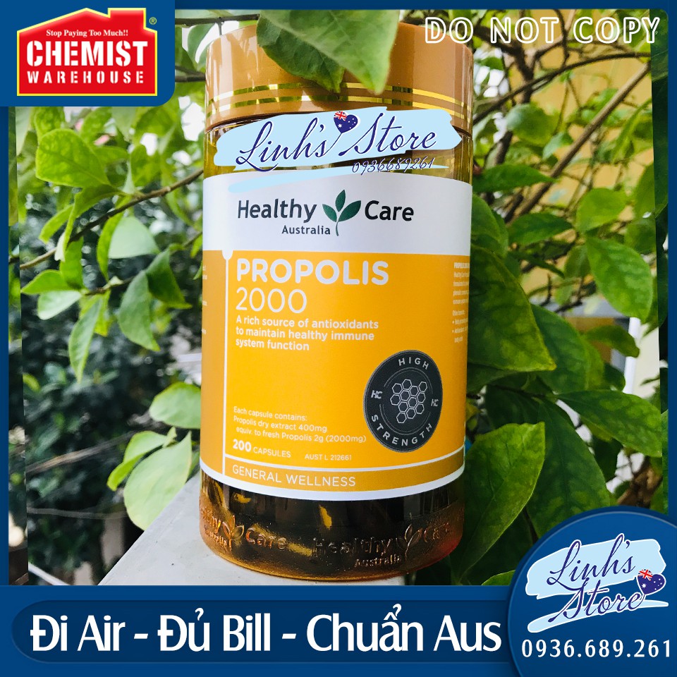 Keo ong tăng đề kháng Healthy Care Propolis 2000 💙 Chemist Warehouse - Úc