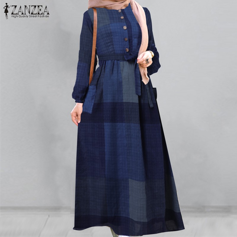 Đầm Maxi ZANZEA Dài Tay Thời Trang Dành Cho Phụ Nữ Hồi Giáo