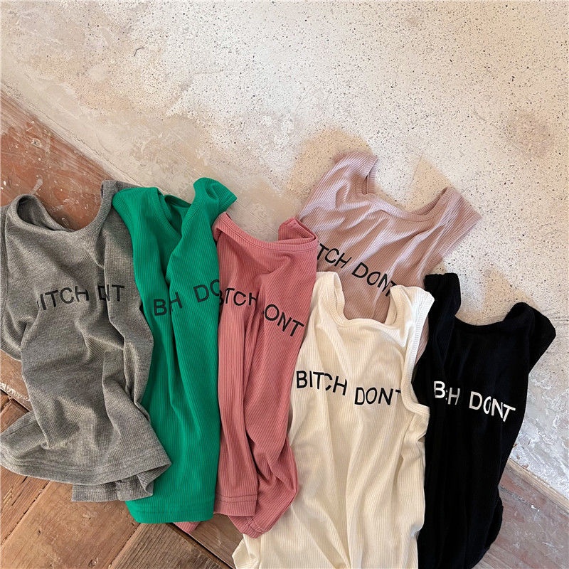 [Babycat] Hàng Có Sẵn Áo Thun Không Tay In Chữ Phong Cách Nhật Bản Hàn Quốc Thời Trang Mùa Hè 2022 Mới Cho Bé Trai Bé Gái