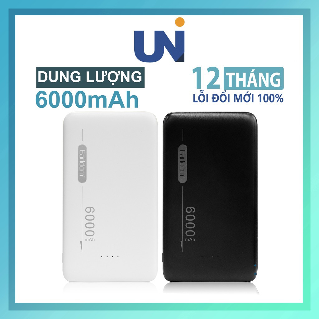 ❈✹Pin Sạc Dự Phòng Earldom 6.000mAh PB-24 (2 Cổng Vào Là Type- C, Micro Và Ra USB) Nhỏ Gọn Tiện Lợi