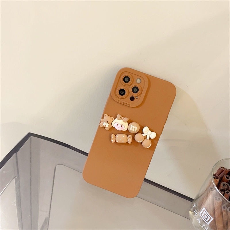 Ốp lưng iphone cạnh vuông bảo vệ camera Brown candy 7plus x xsmax 11 11promax 12 12pro 12promax 13 13pro 13promax DT13