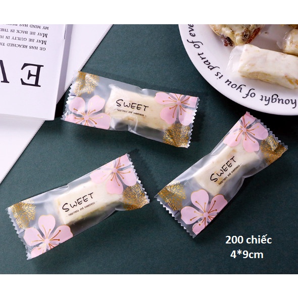200 Túi kẹo nougat hoa đào to