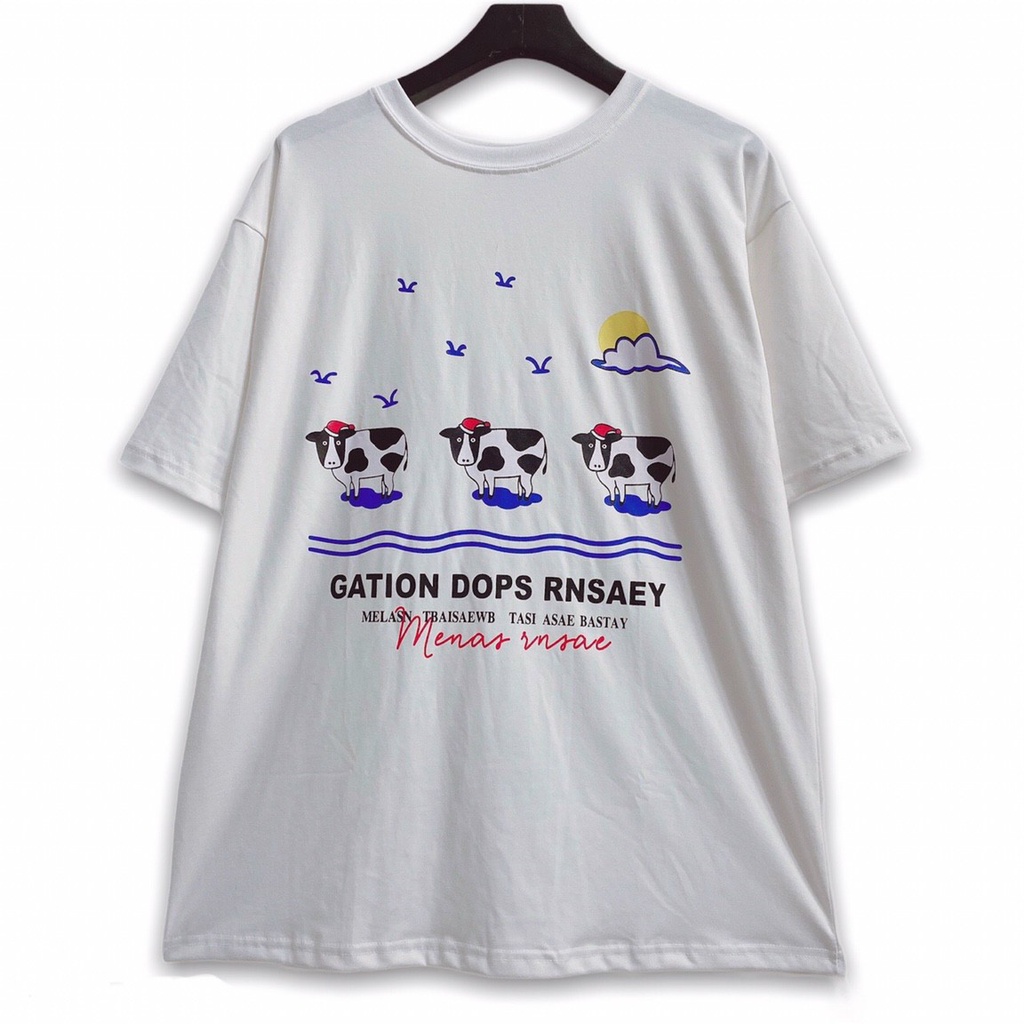 Áo Thun Tay Lỡ COWS BÒ SỮA Vải Thun Cotton Form Rộng Ulzzang Unisex