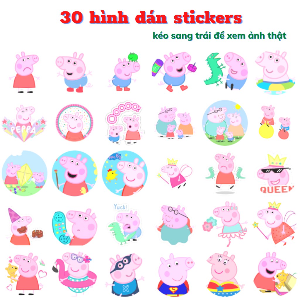 30 hình dán stickers Heo Peppa