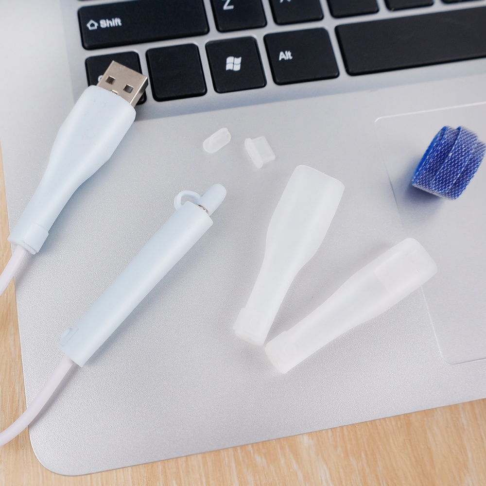 1 Set Phụ Kiện Bảo Vệ Dây Cáp Sạc Type C USB / Bằng Silicon Mềm Chống Nứt Có Nút Bịt Chống Bụi