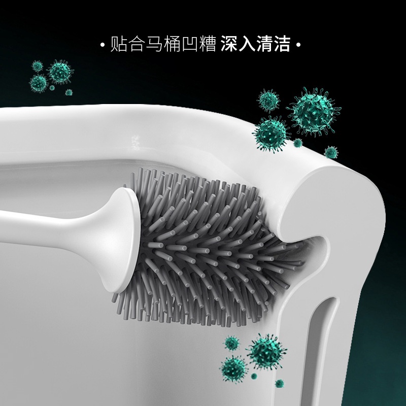 Bộ Bàn Chải Vệ Sinh Toilet Bằng Silicon Mềm Kèm Giá Đỡ Gắn Tường Tiện Dụng