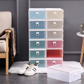 Shoe Storage Box Transparent Flap Dustproof Shoes Cabinet Home Organizer Holder Storage Box Detachable Dustproof Rack Or