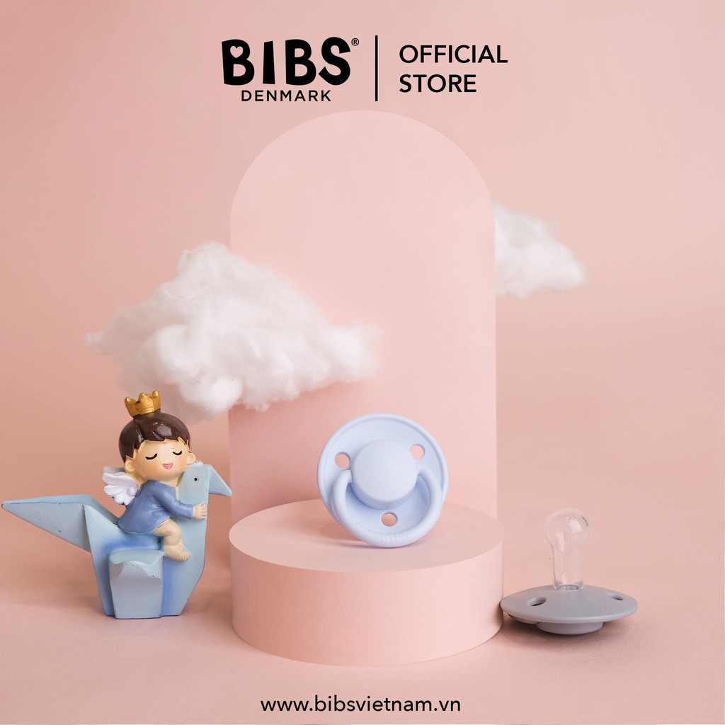 Ti ngậm giả BIBS De Lux núm tròn silicone (0-3 tuổi) nhiều mẫu