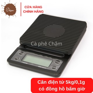 Cân điện tử 5kg/0,1g có đồng hồ bấm giờ phù hợp pha cà phê drip