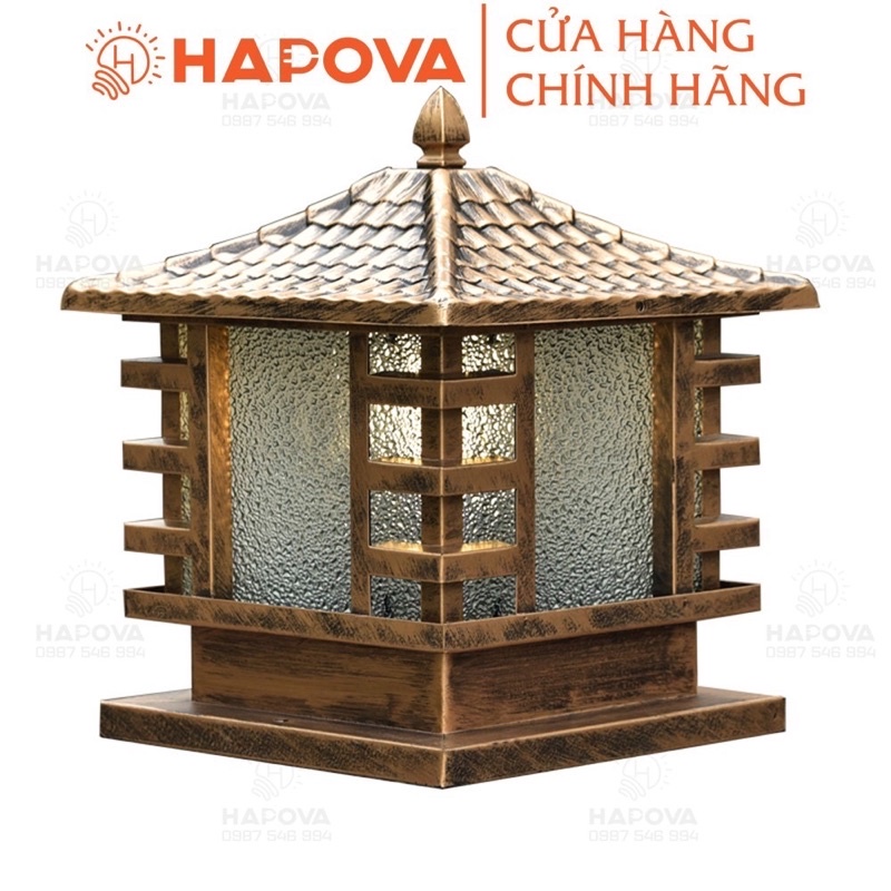 Đèn trụ cổng mái chùa, đèn sân vườn cỡ 250mm và 200mm HAPOVA PRODE 802