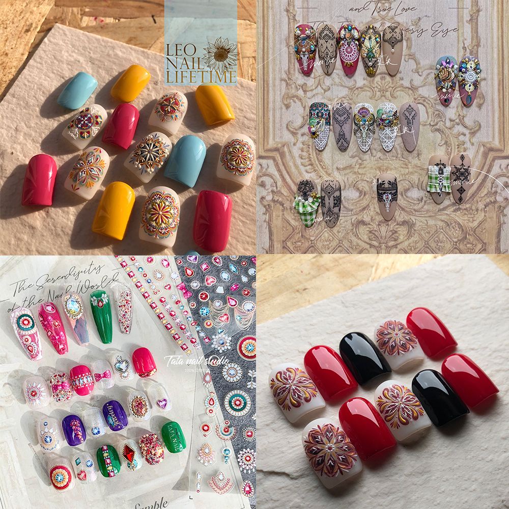 Đề Can Lá Nhôm Chất Lượng Cao Dùng Để Trang Trí Móng Tay 3D Phong Cách Bohemian