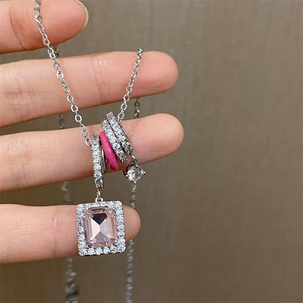 ANEMONE Vòng Cổ Choker Mặt Vuông Lấp Lánh Thanh Lịch Thời Trang Cho Bạn Gái