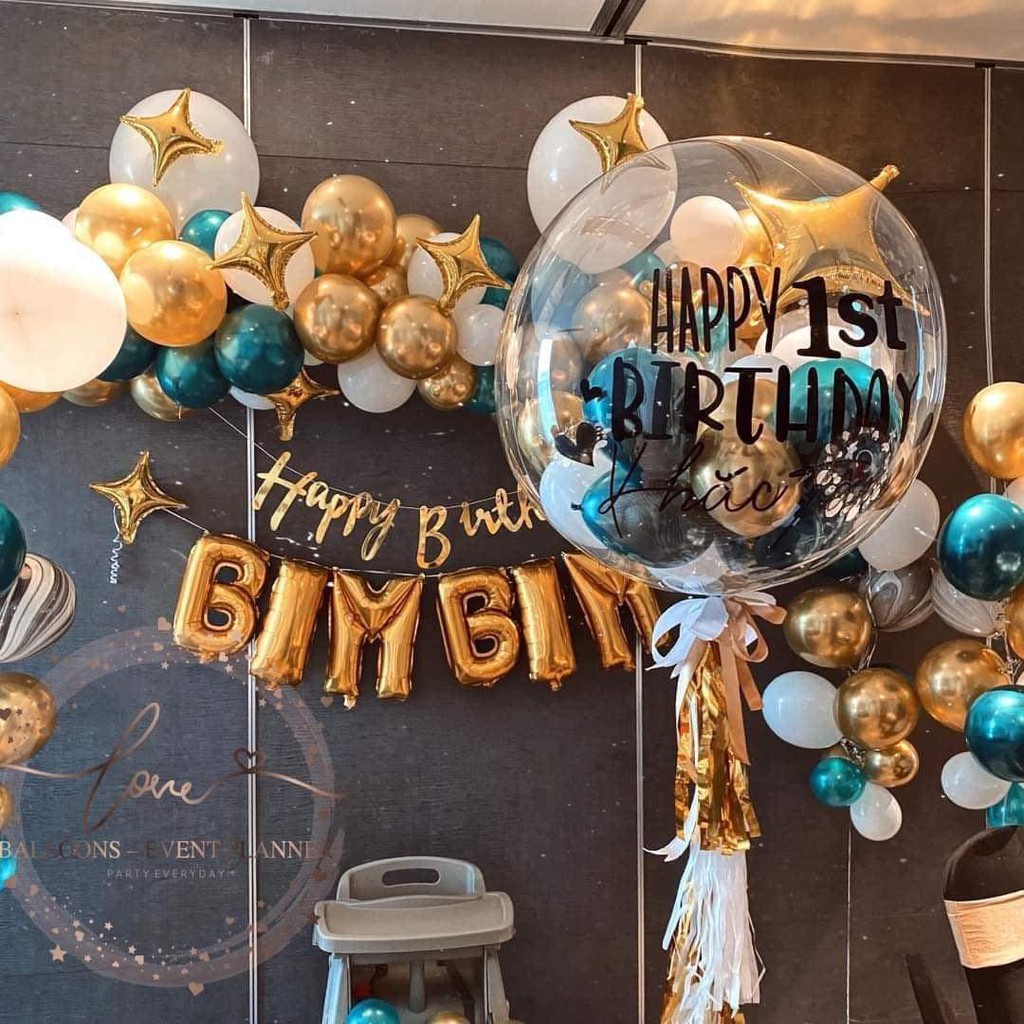 Bóng bay trang trí đám cưới bóng jumbo in tên ❤️Tặng 100 cánh hoa hồng❤️ Set bóng trang trí phòng cưới tân hôn bạc QB909