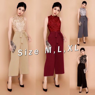 Jumpsuit nữ dài áo ren cột eo sát nách xinh xắn J849