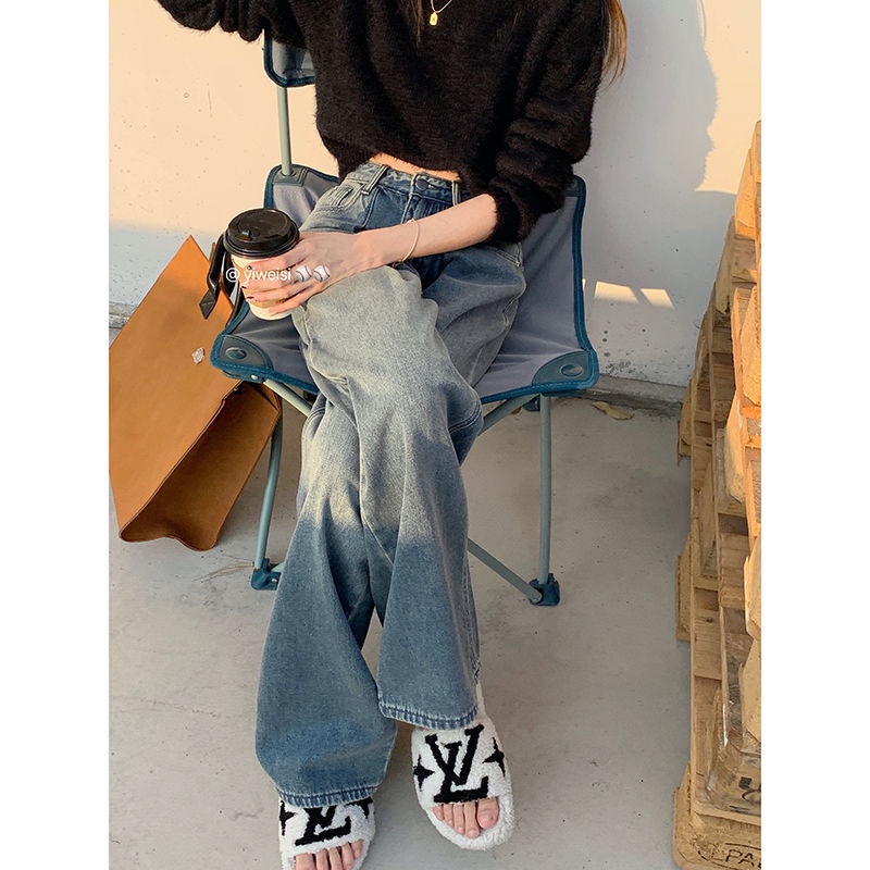 COZOK Quần Jeans Lưng Cao Phong Cách Hàn Quốc Thời Trang Cho Nữ