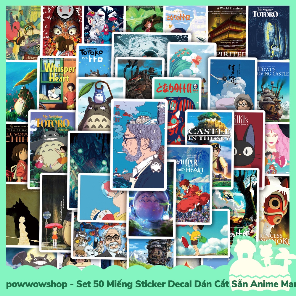 [Sẵn VN - Hỏa Tốc] Set 50 Miếng Sticker Decal Cắt Sẵn DIY Dán Trang Trí Vật Dụng Mẫu Anime Manga Famous Poster Film