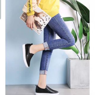 Slipon độn đế 5cm da thật